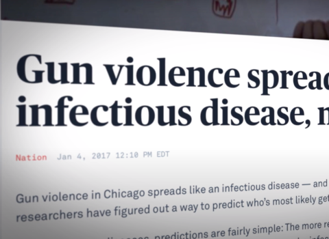 Screenshot of article about gun violence
